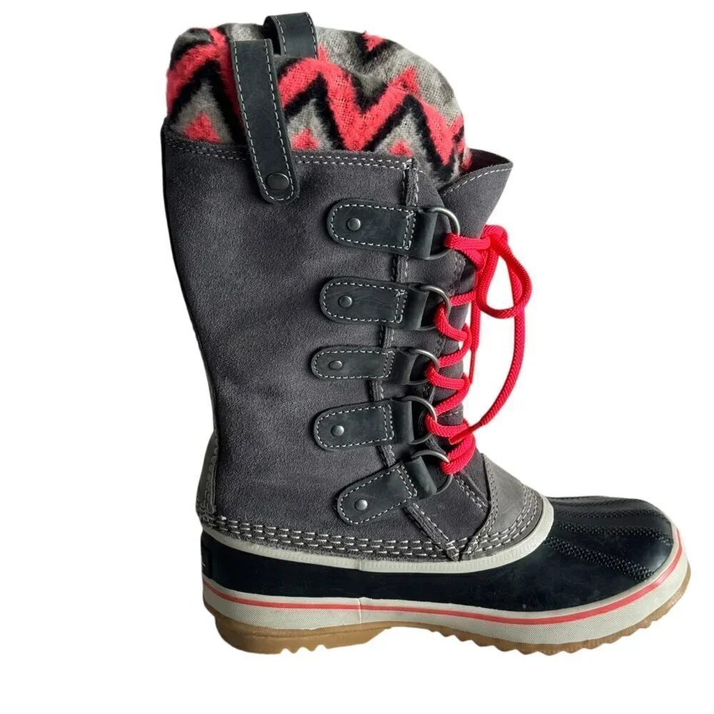 Sorel Joan of Arctic Knit gray Winter Waterproof Snow Boot NL2142-051 Women Sz 6